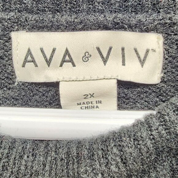 Ava & Viv Size 2X Black & White Striped Turtleneck Sweater Dress - Picture 2 of 7